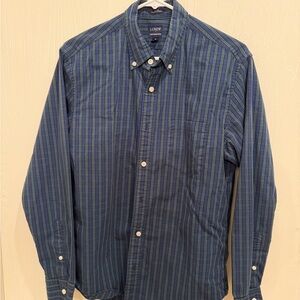 J. Crew Green and Blue Striped Casual Shirt